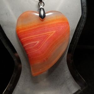 Large agate heart necklace